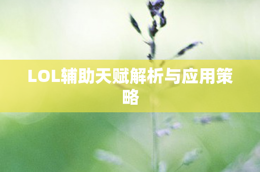 LOL辅助天赋解析与应用策略 LOL辅助天赋解析与应用策略
