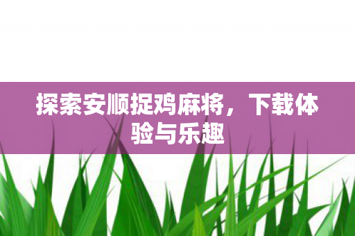 探索安顺捉鸡麻将，下载体验与乐趣