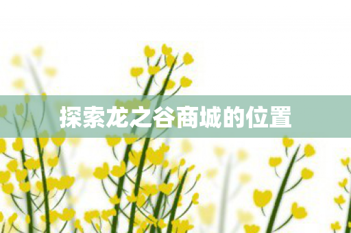 探索龙之谷商城的位置