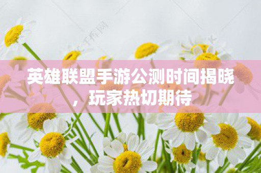 英雄联盟手游公测时间揭晓,玩家热切期待 英雄联盟手游公测时间揭晓,玩家热切期待