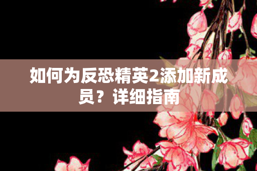 如何为反恐精英2添加新成员?详细指南 如何为反恐精英2添加新成员?详细指南