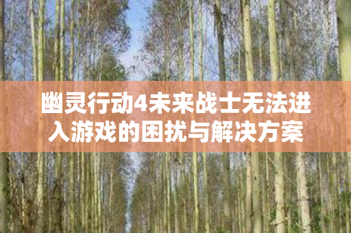 幽灵行动4未来战士无法进入游戏的困扰与解决方案 幽灵行动4未来战士无法进入游戏的困扰与解决方案