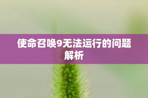 使命召唤9无法运行的问题解析