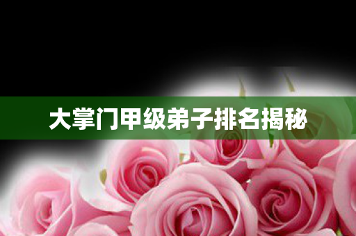 大掌门甲级弟子排名揭秘 大掌门甲级弟子排名揭秘