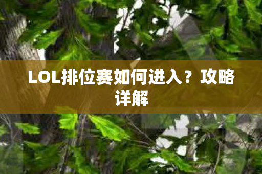 LOL排位赛如何进入?攻略详解 LOL排位赛如何进入?攻略详解