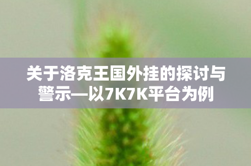 关于洛克王国外挂的探讨与警示—以7K7K平台为例 关于洛克王国外挂的探讨与警示—以7K7K平台为例