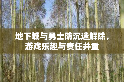 地下城与勇士防沉迷解除,游戏乐趣与责任并重 地下城与勇士防沉迷解除,游戏乐趣与责任并重