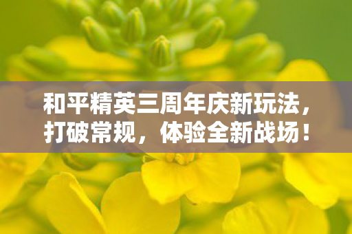 和平精英三周年庆新玩法,打破常规,体验全新战场! 和平精英三周年庆新玩法,打破常规,体验全新战场!