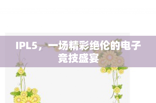 IPL5,一场精彩绝伦的电子竞技盛宴 IPL5,一场精彩绝伦的电子竞技盛宴