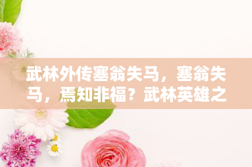 武林外传塞翁失马,塞翁失马,焉知非福?武林英雄之我见 武林外传塞翁失马,塞翁失马,焉知非福?武林英雄之我见