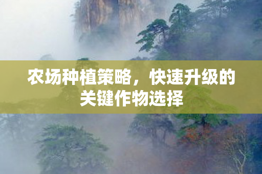 农场种植策略,快速升级的关键作物选择 农场种植策略,快速升级的关键作物选择