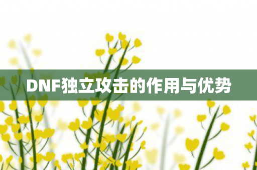 DNF独立攻击的作用与优势 DNF独立攻击的作用与优势