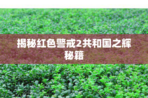 揭秘红色警戒2共和国之辉秘籍 揭秘红色警戒2共和国之辉秘籍