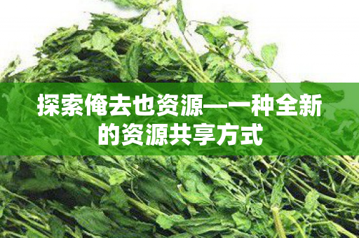 探索俺去也资源—一种全新的资源共享方式 探索俺去也资源—一种全新的资源共享方式