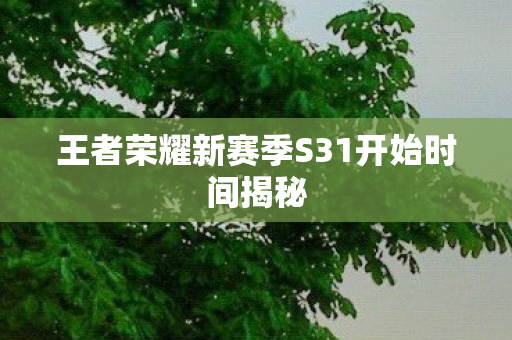 王者荣耀新赛季S31开始时间揭秘