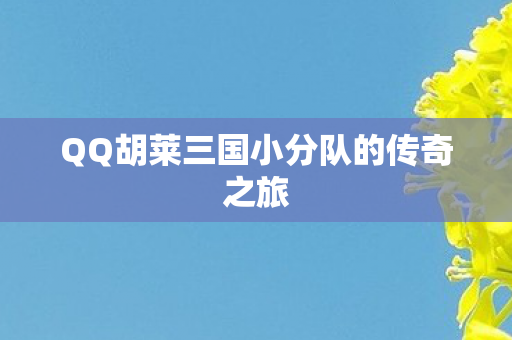 QQ胡莱三国小分队的传奇之旅 QQ胡莱三国小分队的传奇之旅