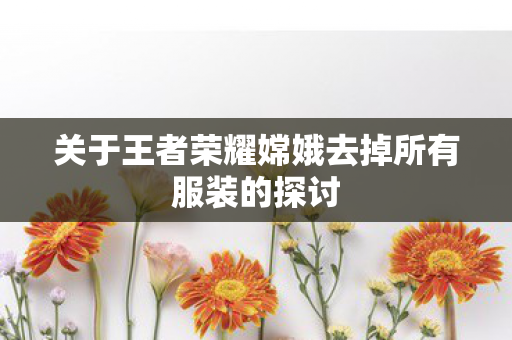 关于王者荣耀嫦娥去掉所有服装的探讨
