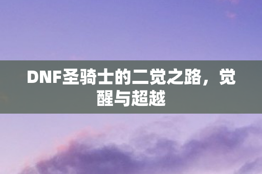 DNF圣骑士的二觉之路,觉醒与超越 DNF圣骑士的二觉之路,觉醒与超越