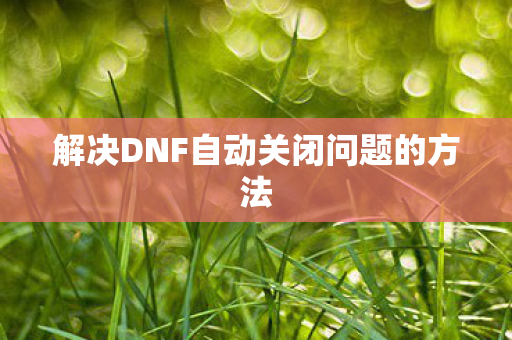 解决DNF自动关闭问题的方法 解决DNF自动关闭问题的方法