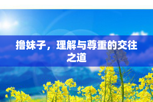撸妹子,理解与尊重的交往之道 撸妹子,理解与尊重的交往之道