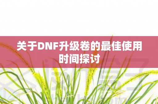 关于DNF升级卷的最佳使用时间探讨 关于DNF升级卷的最佳使用时间探讨