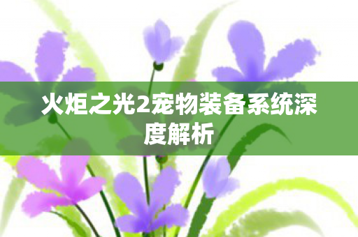 火炬之光2宠物装备系统深度解析 火炬之光2宠物装备系统深度解析
