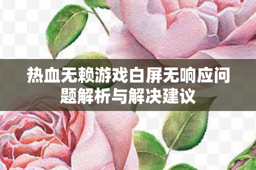 热血无赖游戏白屏无响应问题解析与解决建议 热血无赖游戏白屏无响应问题解析与解决建议
