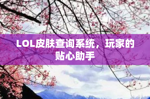 LOL皮肤查询系统,玩家的贴心助手 LOL皮肤查询系统,玩家的贴心助手