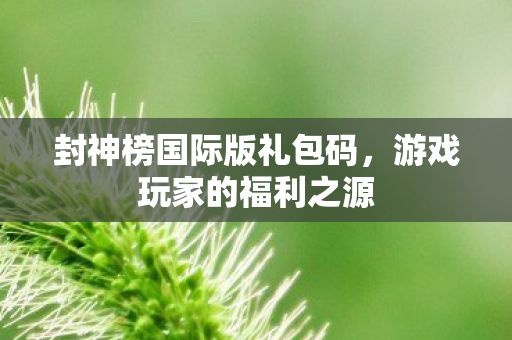 封神榜国际版礼包码,游戏玩家的福利之源 封神榜国际版礼包码,游戏玩家的福利之源