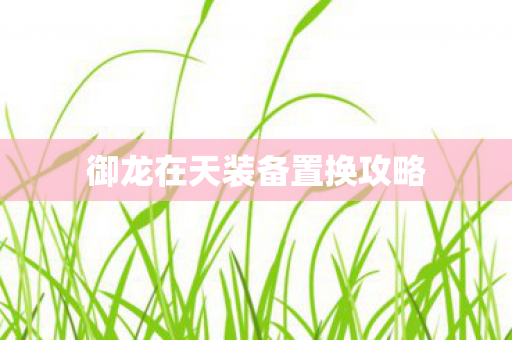 御龙在天装备置换攻略 御龙在天装备置换攻略