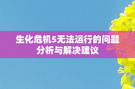 生化危机5无法运行的问题分析与解决建议 生化危机5无法运行的问题分析与解决建议