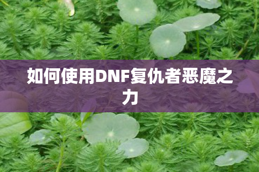 如何使用DNF复仇者恶魔之力 如何使用DNF复仇者恶魔之力