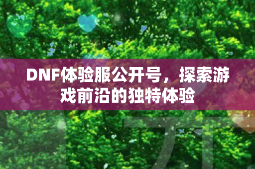DNF体验服公开号,探索游戏前沿的独特体验 DNF体验服公开号,探索游戏前沿的独特体验