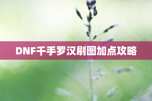DNF千手罗汉刷图加点攻略 DNF千手罗汉刷图加点攻略