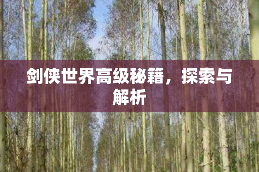 剑侠世界高级秘籍，探索与解析