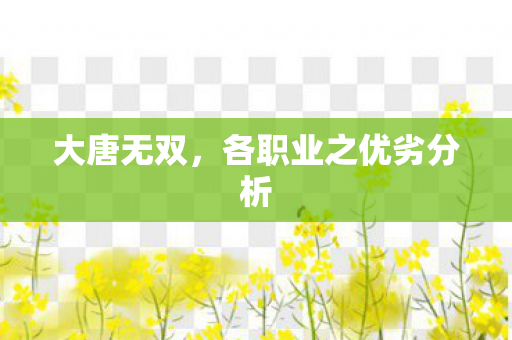 大唐无双，各职业之优劣分析