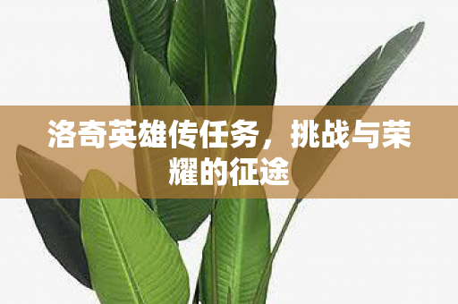 洛奇英雄传任务，挑战与荣耀的征途