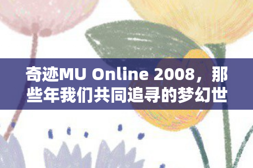 奇迹MU Online 2008,那些年我们共同追寻的梦幻世界 奇迹MU Online 2008,那些年我们共同追寻的梦幻世界