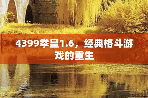 4399拳皇1.6,经典格斗游戏的重生 4399拳皇1.6,经典格斗游戏的重生