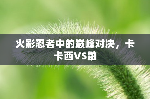 火影忍者中的巅峰对决，卡卡西VS鼬
