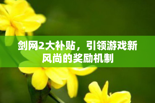 剑网2大补贴,引领游戏新风尚的奖励机制 剑网2大补贴,引领游戏新风尚的奖励机制
