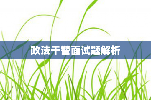 政法干警面试题解析 政法干警面试题解析