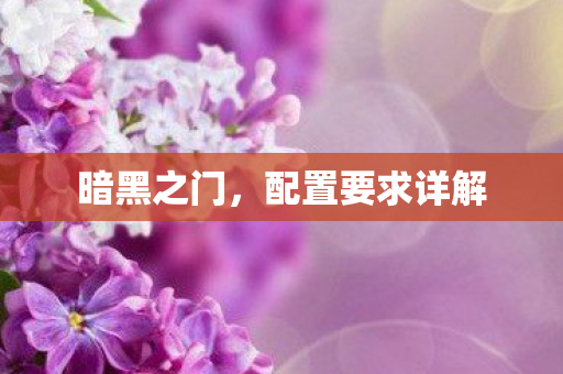 暗黑之门，配置要求详解