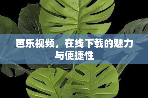 芭乐视频，在线下载的魅力与便捷性