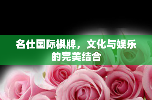 名仕国际棋牌，文化与娱乐的完美结合