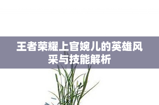 王者荣耀上官婉儿的英雄风采与技能解析 王者荣耀上官婉儿的英雄风采与技能解析