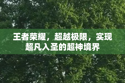 王者荣耀，超越极限，实现超凡入圣的超神境界