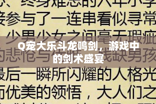 Q宠大乐斗龙鸣剑，游戏中的剑术盛宴