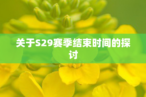 关于S29赛季结束时间的探讨 关于S29赛季结束时间的探讨