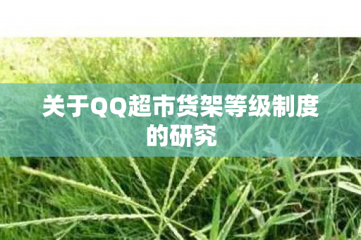 关于QQ超市货架等级制度的研究 关于QQ超市货架等级制度的研究